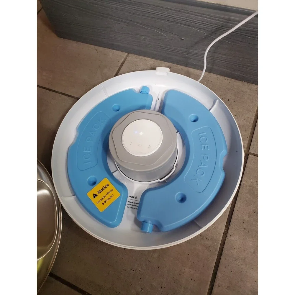 IPettie Donut Frost Cat Feeder With Ice Packs Wifi Stainless Steal 6 Meal Plate
